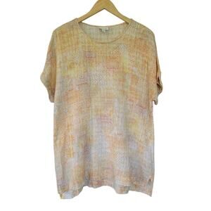 Pure Jill Tapestry Print Linen Tunic Cover Up Womens Size M Multicolor Pastel